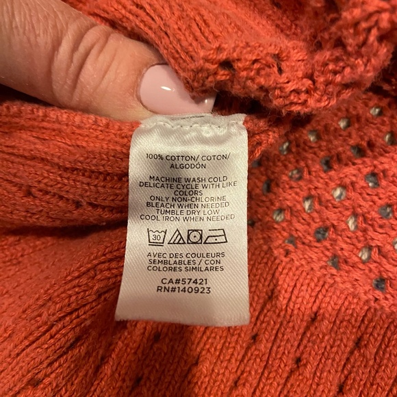 LOFT Outlet Medium Petite Open-Knit Cotton Sweater – Coral - Picture 6 of 7